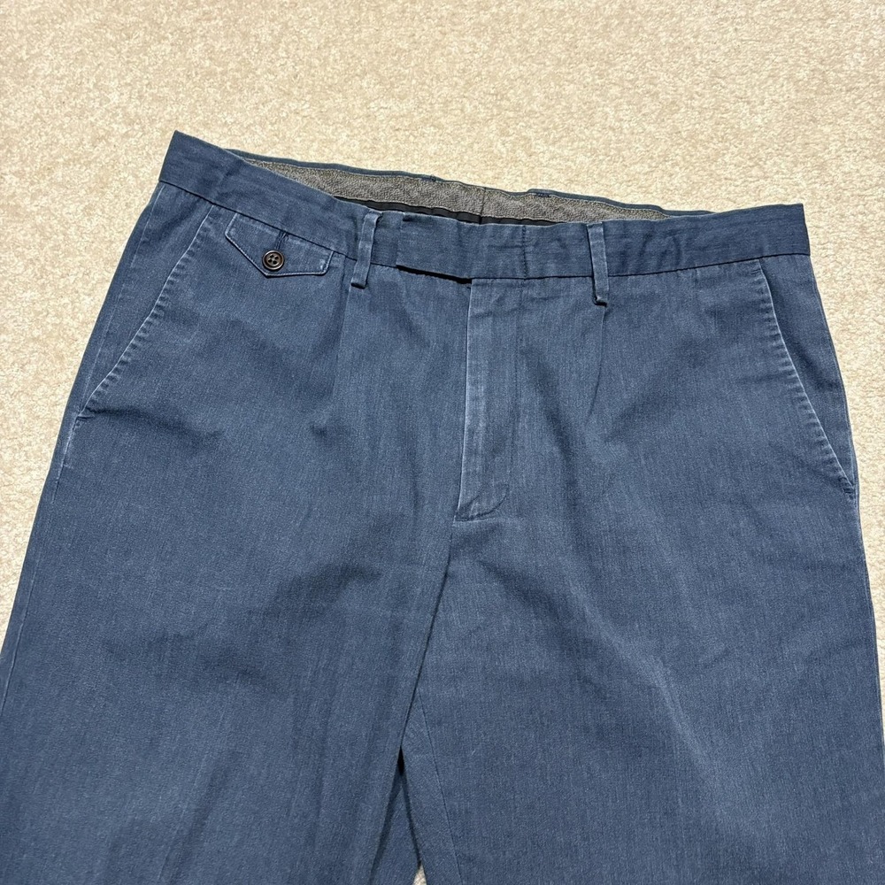 Wallace & Barnes Pants Mens 36x30 Blue Chino Straight Leg Cotton Blend Casual